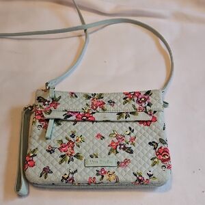 Vera Bradley Double Crossbody Bag/Wristlet In Water Bouquet